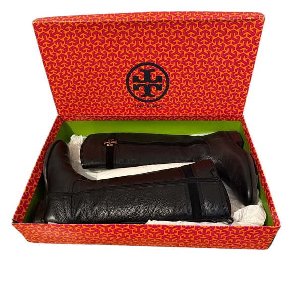 Tory Burch Alaina Black Leather Ankle Boots - Picture 1 of 16